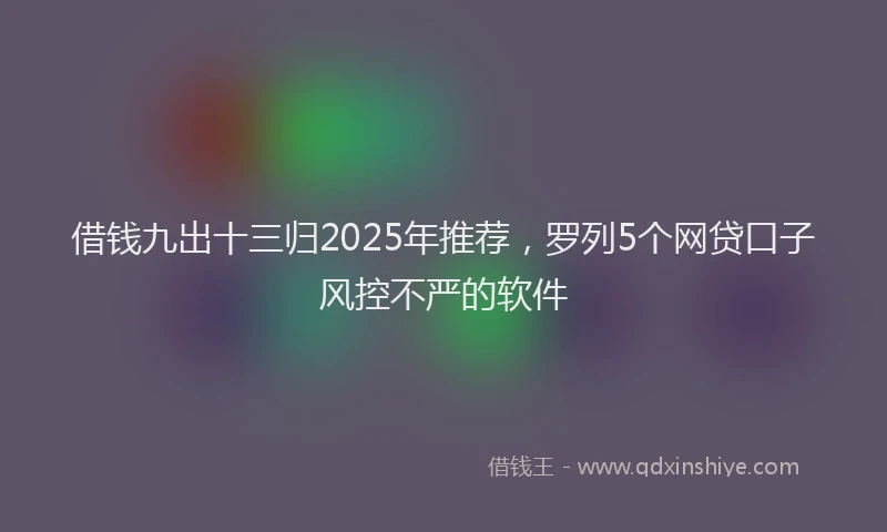 借钱九出十三归2025年推荐，罗列5个网贷口子风控不严的软件