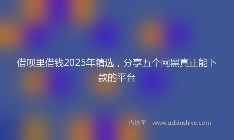 借呗里借钱2025年精选，分享五个网黑真正能下款的平台