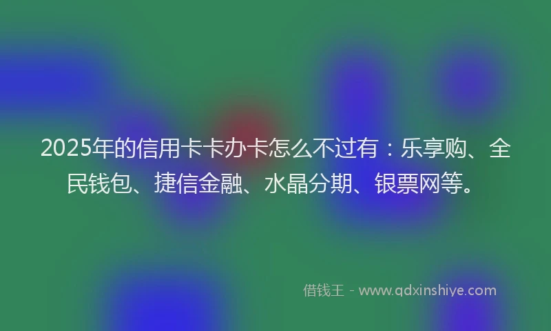 2025年的信用卡卡办卡怎么不过有：乐享购、全民钱包、捷信金融、水晶分期、银票网等。