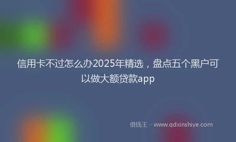 信用卡不过怎么办2025年精选，盘点五个黑户可以做大额贷款app
