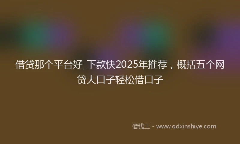 借贷那个平台好_下款快2025年推荐，概括五个网贷大口子轻松借口子