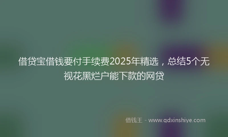 借贷宝借钱要付手续费2025年精选，总结5个无视花黑烂户能下款的网贷