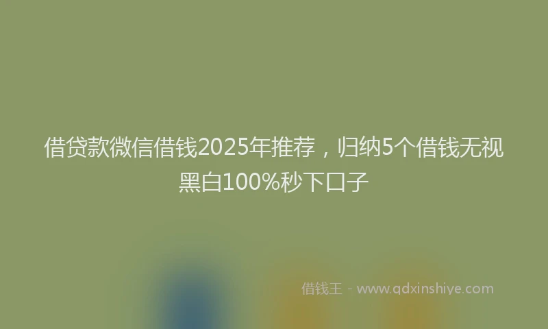 借贷款微信借钱2025年推荐，归纳5个借钱无视黑白100%秒下口子