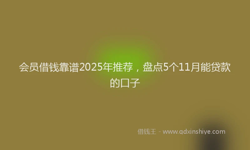 会员借钱靠谱2025年推荐，盘点5个11月能贷款的口子
