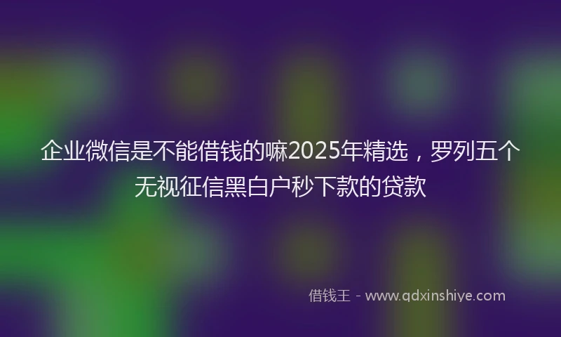 企业微信是不能借钱的嘛2025年精选，罗列五个无视征信黑白户秒下款的贷款