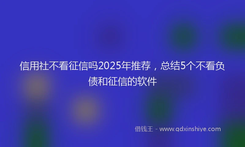 信用社不看征信吗2025年推荐，总结5个不看负债和征信的软件