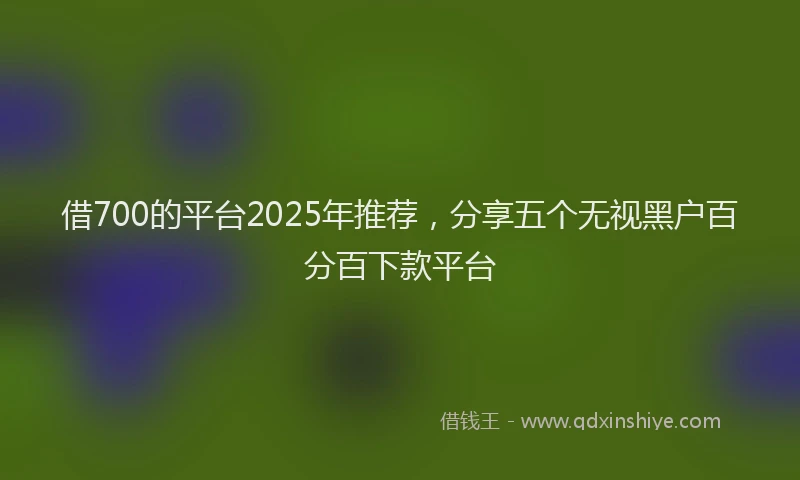 借700的平台2025年推荐，分享五个无视黑户百分百下款平台