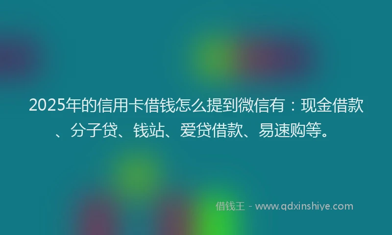 2025年的信用卡借钱怎么提到微信有：现金借款、分子贷、钱站、爱贷借款、易速购等。