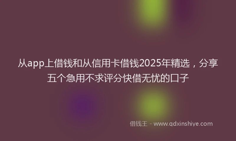 从app上借钱和从信用卡借钱2025年精选，分享五个急用不求评分快借无忧的口子