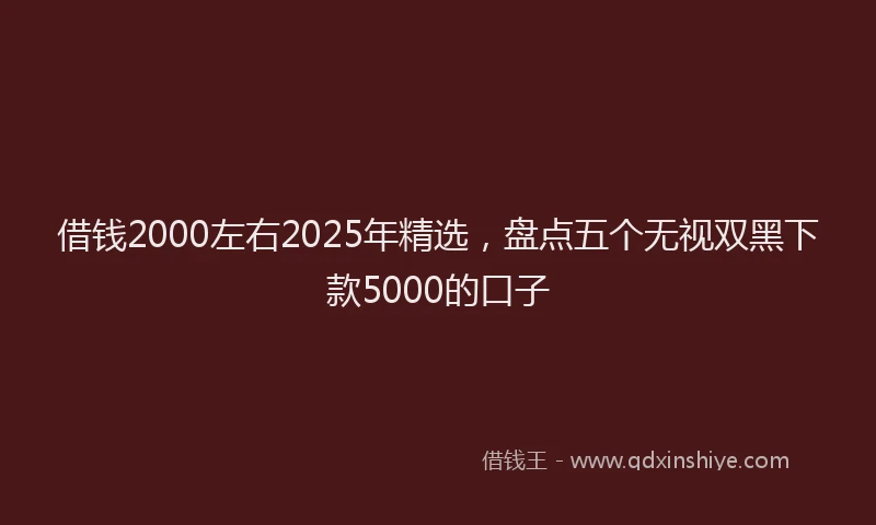 借钱2000左右2025年精选，盘点五个无视双黑下款5000的口子