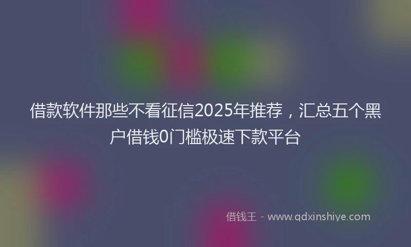借款软件那些不看征信2025年推荐，汇总五个黑户借钱0门槛极速下款平台