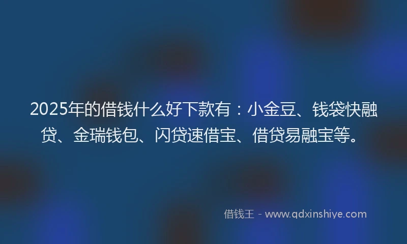 2025年的借钱什么好下款有：小金豆、钱袋快融贷、金瑞钱包、闪贷速借宝、借贷易融宝等。