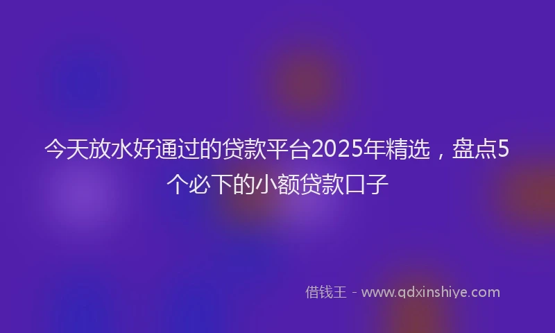 今天放水好通过的贷款平台2025年精选，盘点5个必下的小额贷款口子