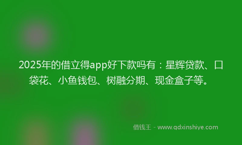 2025年的借立得app好下款吗有：星辉贷款、口袋花、小鱼钱包、树融分期、现金盒子等。
