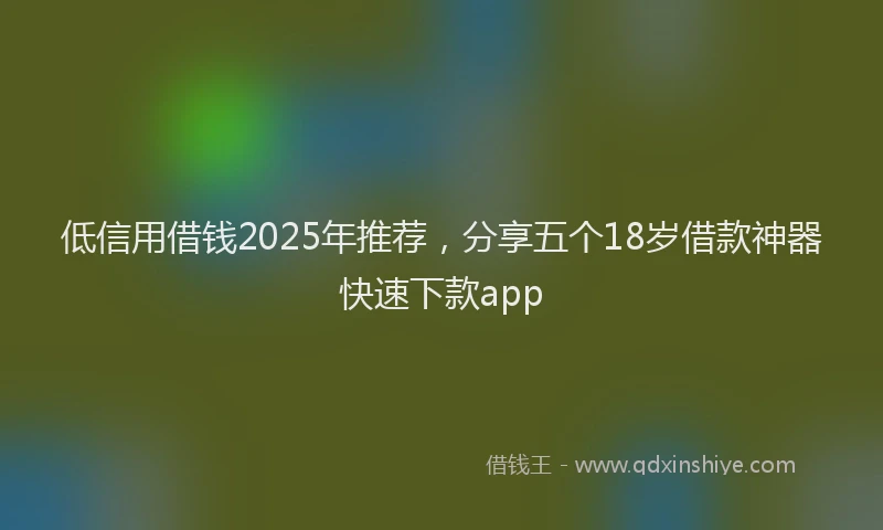 低信用借钱2025年推荐，分享五个18岁借款神器快速下款app