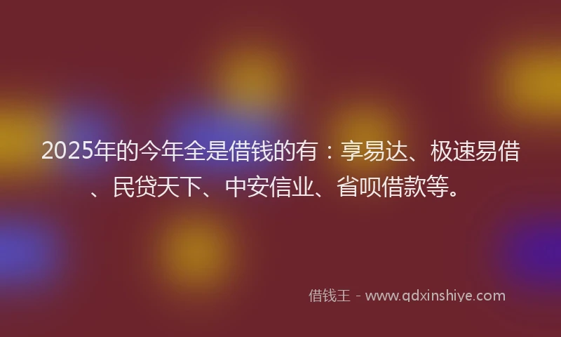 2025年的今年全是借钱的有：享易达、极速易借、民贷天下、中安信业、省呗借款等。