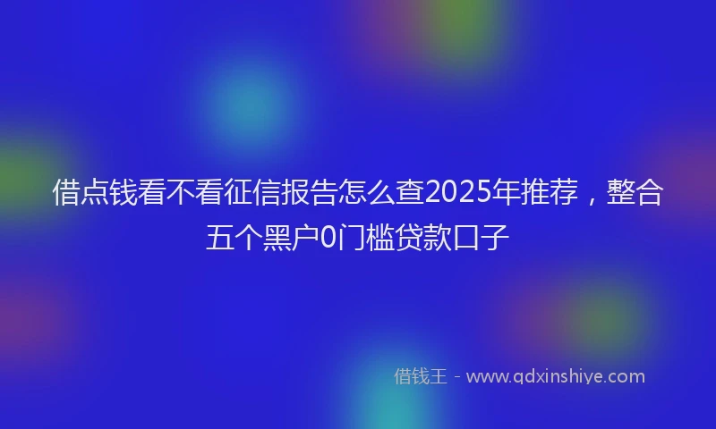 借点钱看不看征信报告怎么查2025年推荐，整合五个黑户0门槛贷款口子