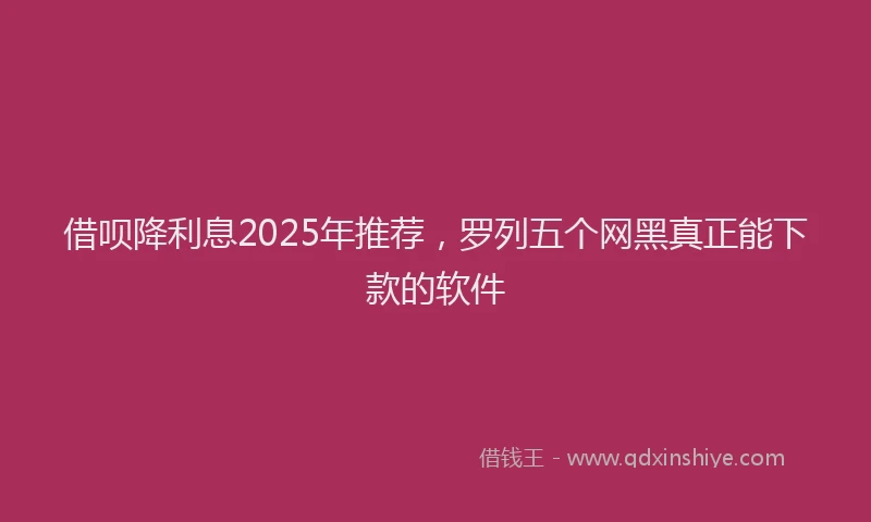借呗降利息2025年推荐，罗列五个网黑真正能下款的软件