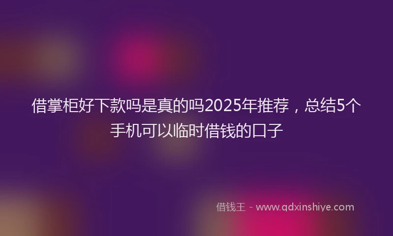 借掌柜好下款吗是真的吗2025年推荐，总结5个手机可以临时借钱的口子
