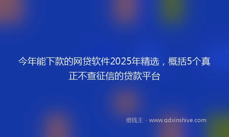 今年能下款的网贷软件2025年精选，概括5个真正不查征信的贷款平台