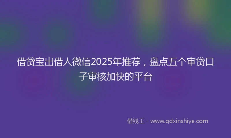 借贷宝出借人微信2025年推荐，盘点五个审贷口子审核加快的平台