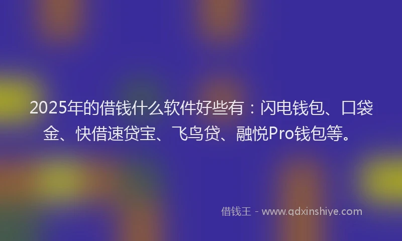 2025年的借钱什么软件好些有：闪电钱包、口袋金、快借速贷宝、飞鸟贷、融悦Pro钱包等。