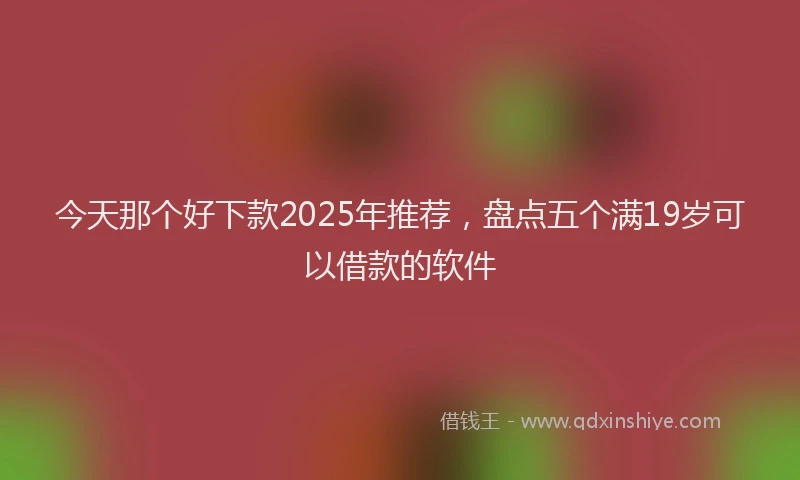 今天那个好下款2025年推荐，盘点五个满19岁可以借款的软件