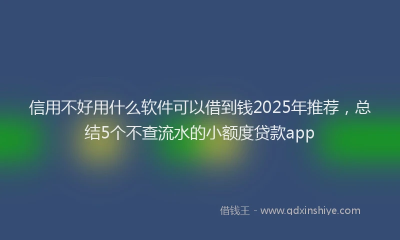 信用不好用什么软件可以借到钱2025年推荐，总结5个不查流水的小额度贷款app