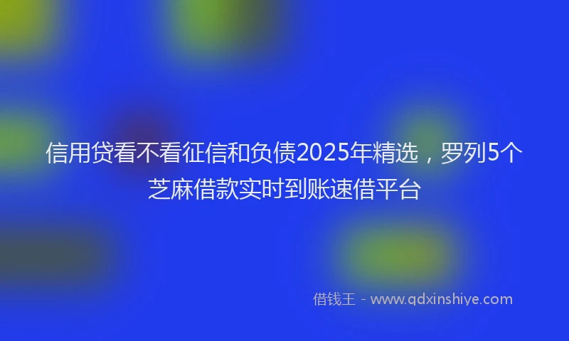 信用贷看不看征信和负债2025年精选，罗列5个芝麻借款实时到账速借平台