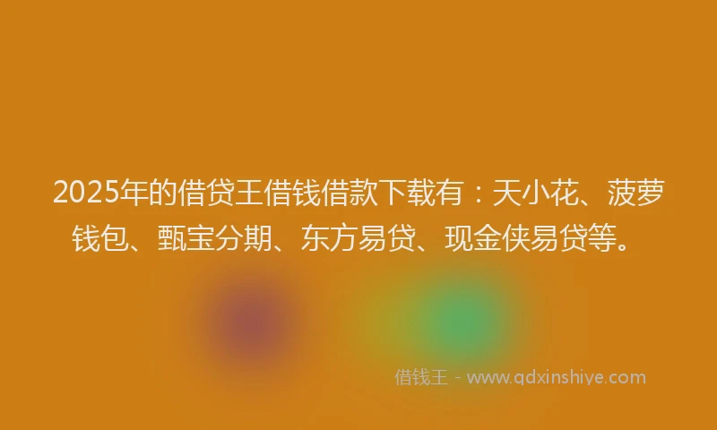 2025年的借贷王借钱借款下载有：天小花、菠萝钱包、甄宝分期、东方易贷、现金侠易贷等。