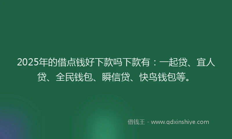 2025年的借点钱好下款吗下款有：一起贷、宜人贷、全民钱包、瞬信贷、快鸟钱包等。