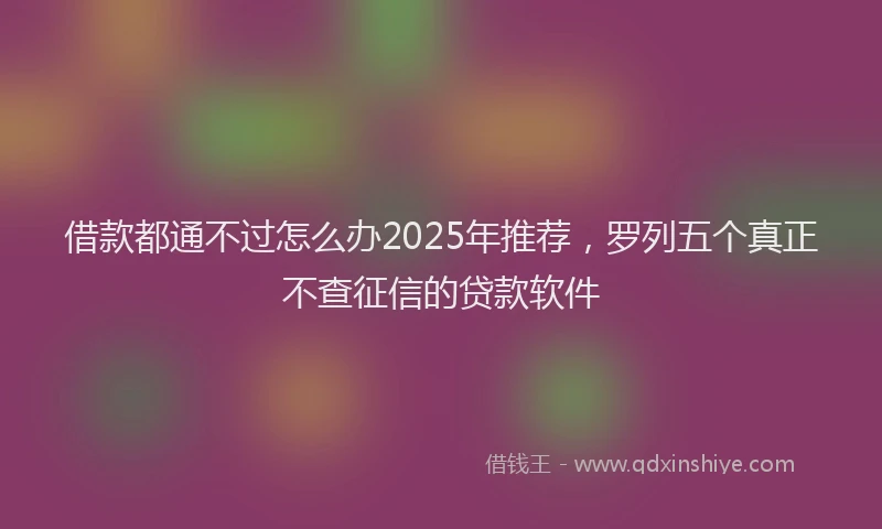 借款都通不过怎么办2025年推荐，罗列五个真正不查征信的贷款软件