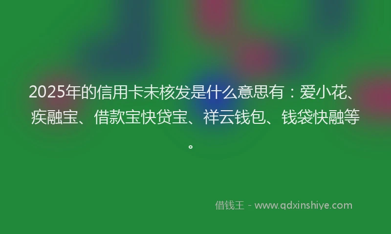 2025年的信用卡未核发是什么意思有：爱小花、疾融宝、借款宝快贷宝、祥云钱包、钱袋快融等。