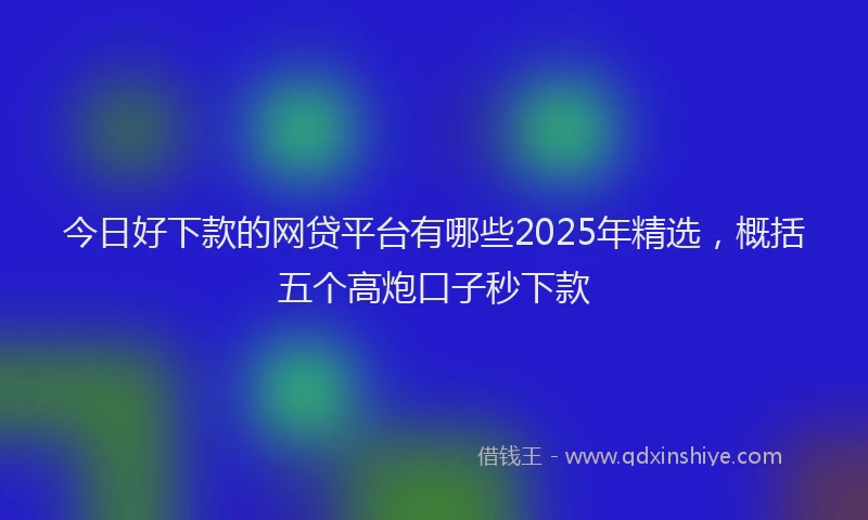 今日好下款的网贷平台有哪些2025年精选，概括五个高炮口子秒下款