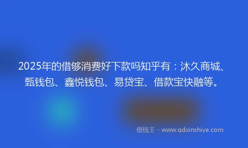 2025年的借够消费好下款吗知乎有：沐久商城、甄钱包、鑫悦钱包、易贷宝、借款宝快融等。