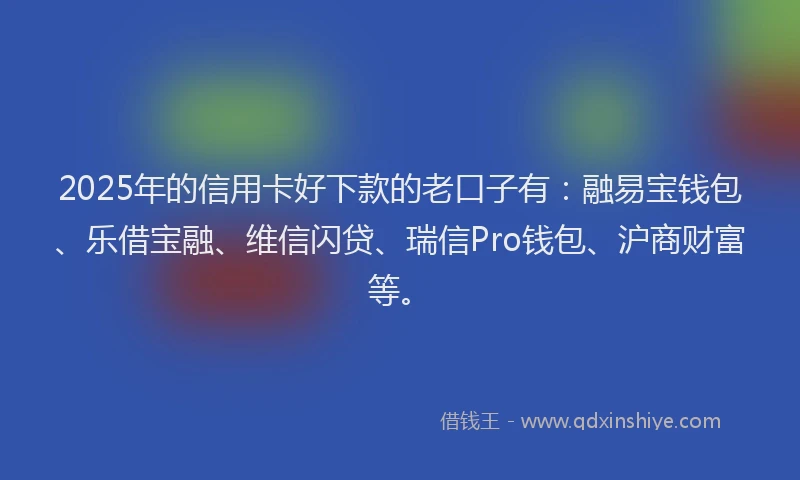 2025年的信用卡好下款的老口子有：融易宝钱包、乐借宝融、维信闪贷、瑞信Pro钱包、沪商财富等。