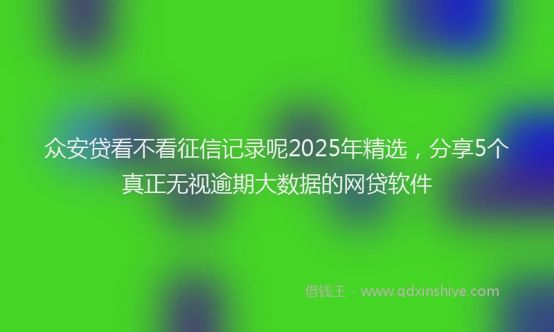 众安贷看不看征信记录呢2025年精选，分享5个真正无视逾期大数据的网贷软件