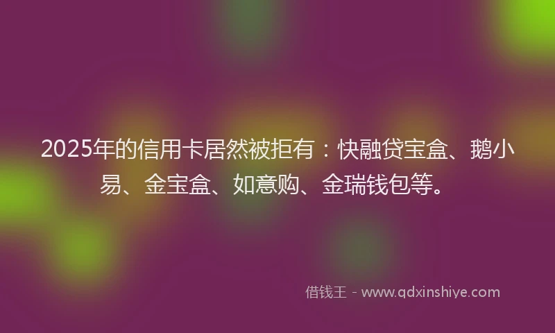 2025年的信用卡居然被拒有：快融贷宝盒、鹅小易、金宝盒、如意购、金瑞钱包等。