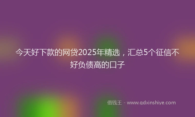 今天好下款的网贷2025年精选，汇总5个征信不好负债高的口子