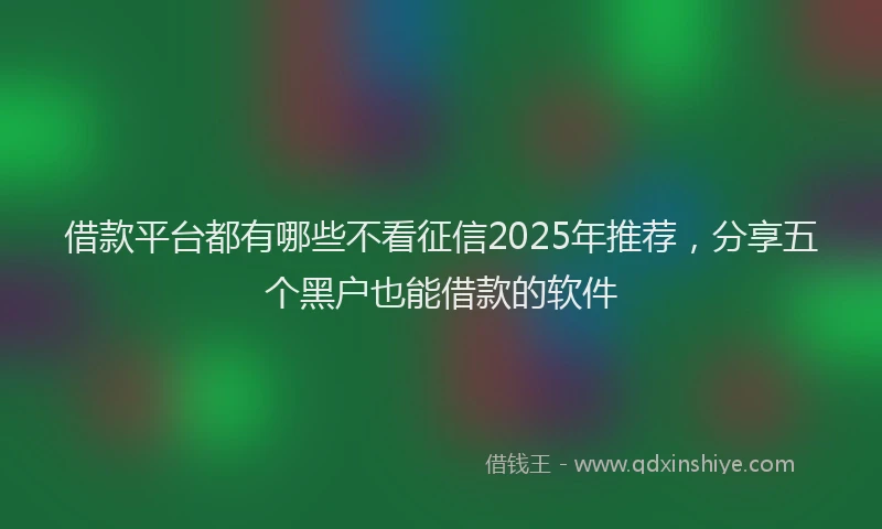 借款平台都有哪些不看征信2025年推荐，分享五个黑户也能借款的软件