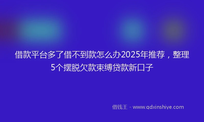 借款平台多了借不到款怎么办2025年推荐，整理5个摆脱欠款束缚贷款新口子
