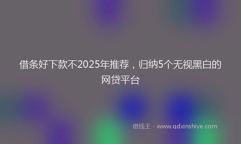 借条好下款不2025年推荐，归纳5个无视黑白的网贷平台