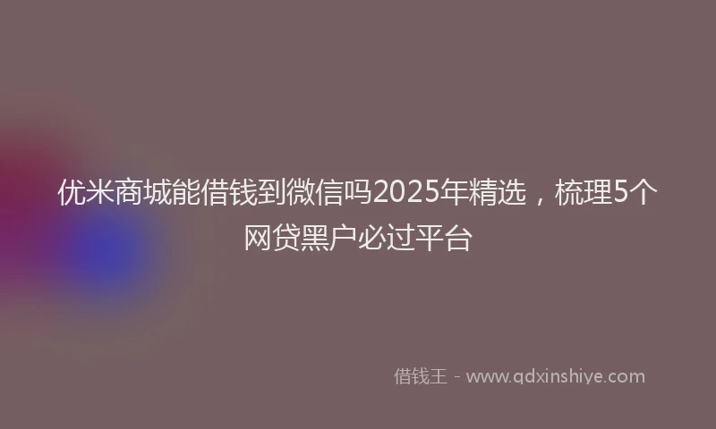 优米商城能借钱到微信吗2025年精选，梳理5个网贷黑户必过平台