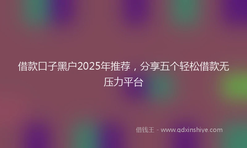 借款口子黑户2025年推荐，分享五个轻松借款无压力平台