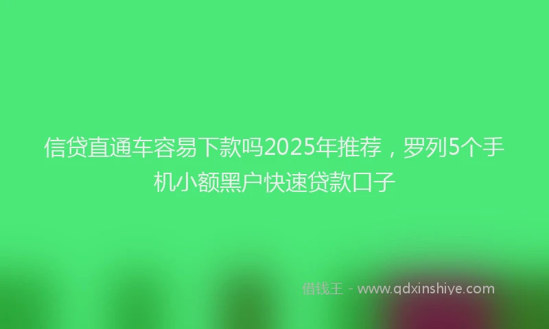 信贷直通车容易下款吗2025年推荐，罗列5个手机小额黑户快速贷款口子