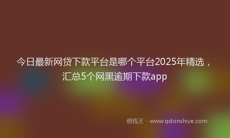 今日最新网贷下款平台是哪个平台2025年精选，汇总5个网黑逾期下款app
