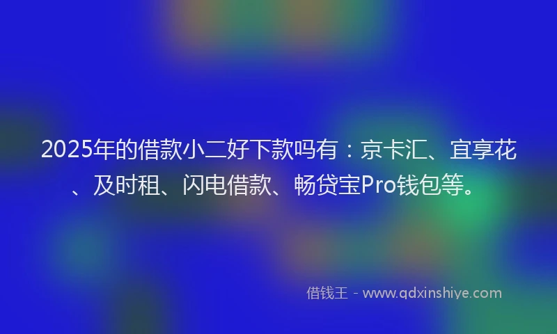 2025年的借款小二好下款吗有：京卡汇、宜享花、及时租、闪电借款、畅贷宝Pro钱包等。