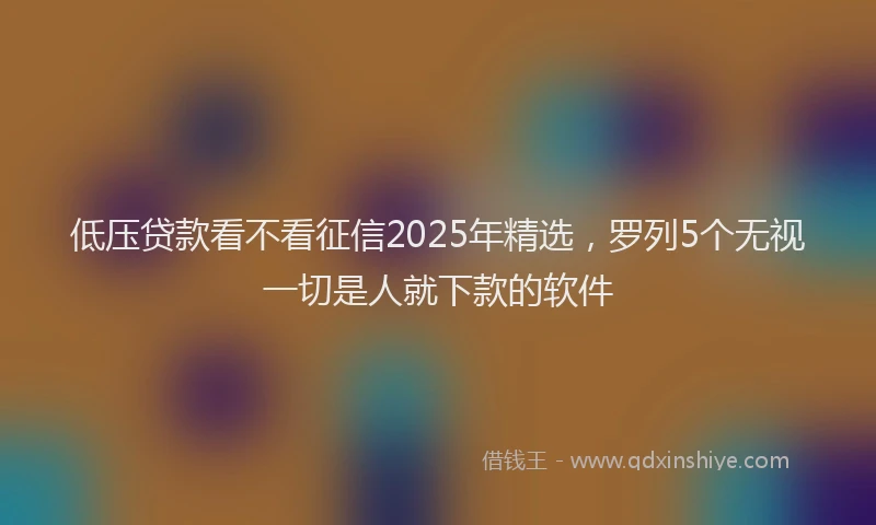 低压贷款看不看征信2025年精选，罗列5个无视一切是人就下款的软件