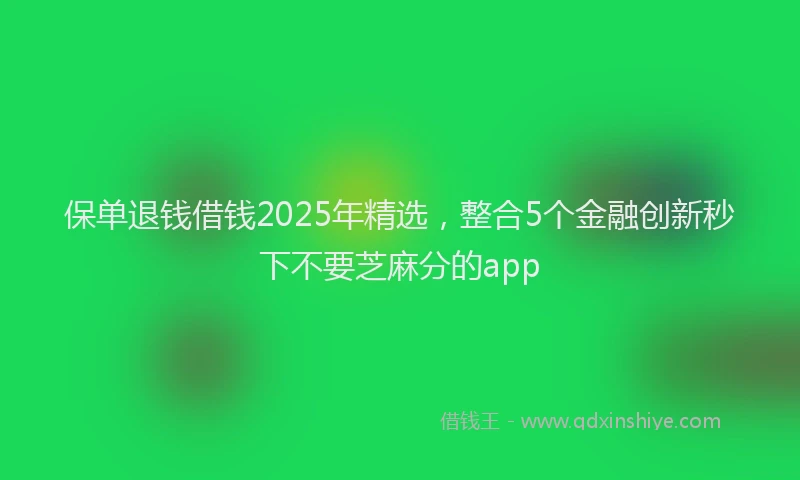 保单退钱借钱2025年精选，整合5个金融创新秒下不要芝麻分的app