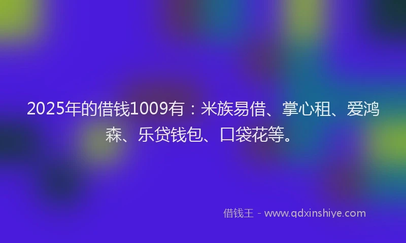 2025年的借钱1009有：米族易借、掌心租、爱鸿森、乐贷钱包、口袋花等。